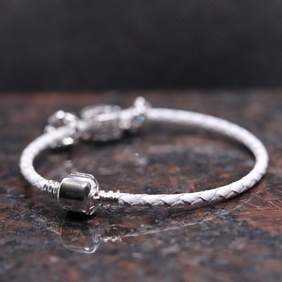 White Leather Bracelet with Sterling Silver Barrel Clasp - BRAND NEW - Picture 4 of 5